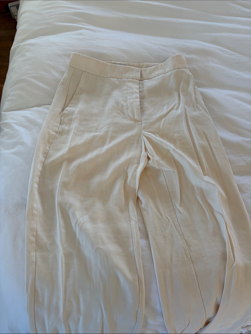 Mango Cream Wide-Leg Trousers